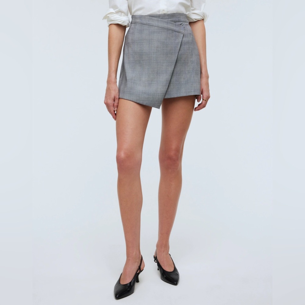 NWT Madewell Wrap-Front Mini Skirt in Yarn-Dyed Plaid - 0